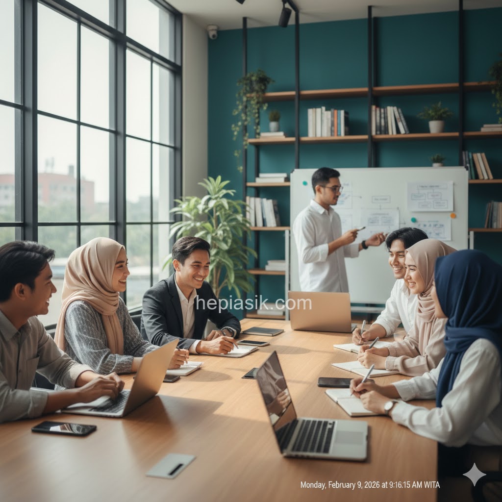 Anak muda produktif berdiskusi santai dengan rekan kerja